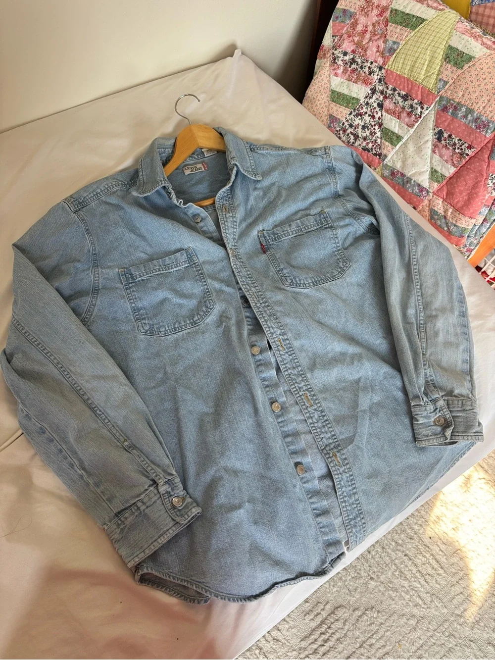 Levi's Light Wash Denim Shirt Jacket in Pale Blue